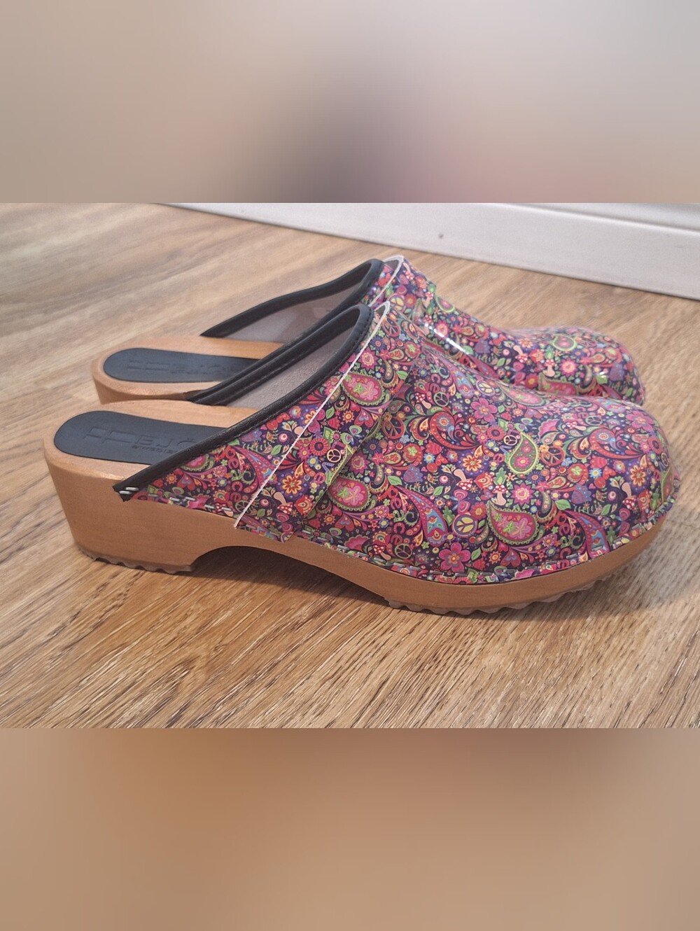 Bjork Peace Paisley Slip-On Clogs in Multicolor - 40